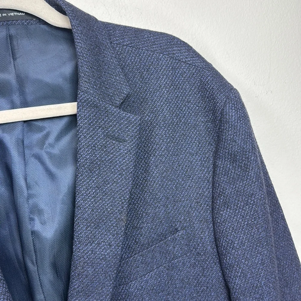 (R1) Kenneth Cole Awearness Slim Fit Navy Wool Sport Coat, Size 46 L men’s
